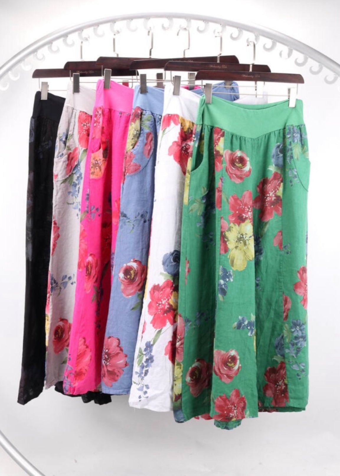 Wednesday Lulu - Floral Linen Pants Vibrant - 2 Colours