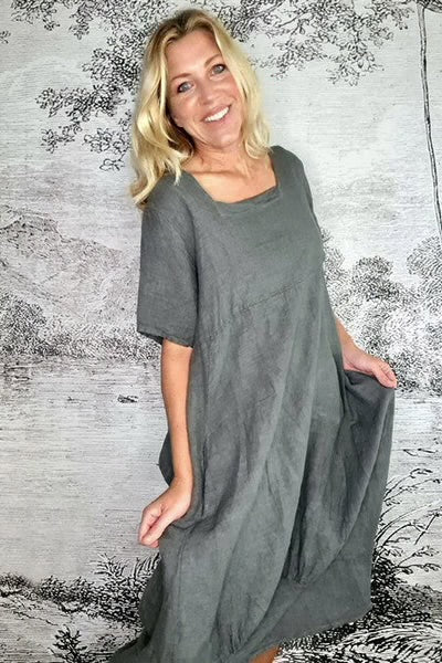 Helga May - Mid Sleeve Maxi Dress - Grey